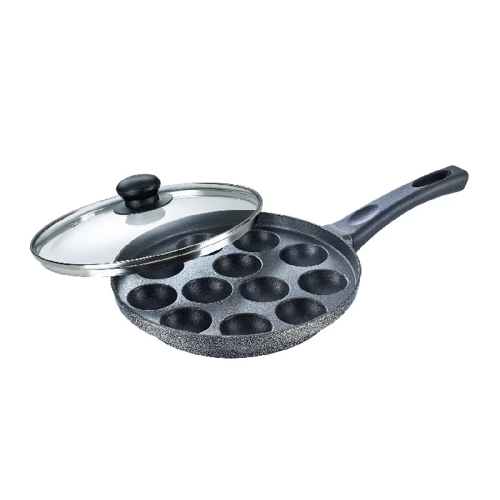 Prestige Aluminium Omega Select Plus Non Stick Paniyarakkal with Lid (24 cm, Black)- Gas Top Compatible Only, Black, 1 kg-1.webp